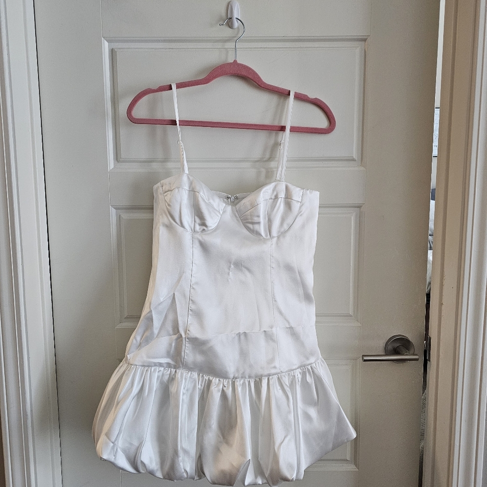 Nasty Gal white bubble hem dress